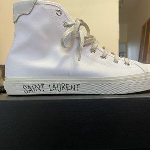 Saint Laurent MALIBU MID-TOP SNEAKERS IN CANVA